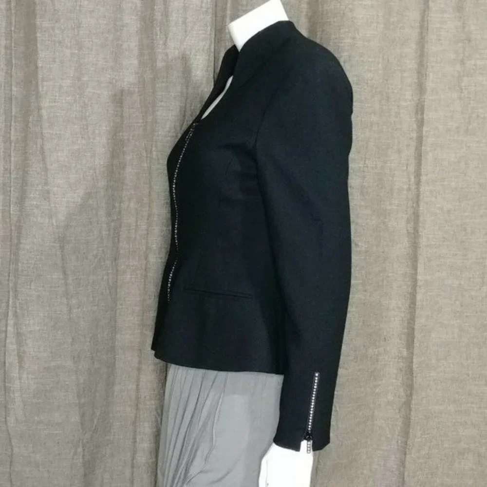 Christian Dior Women's Jacket Blazer Rhinestones Zipper In Black Size 6